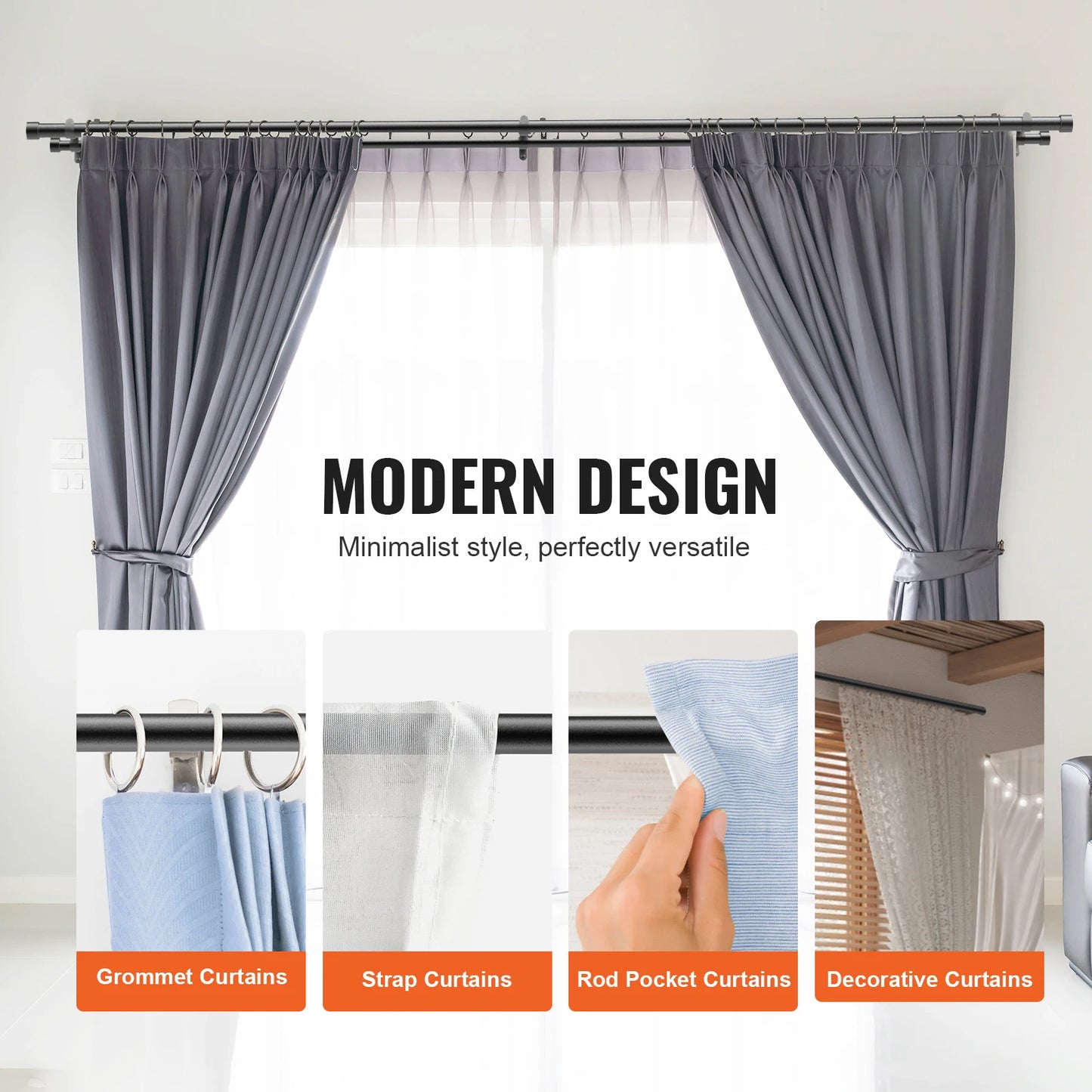 SucceBuy Double Curtain Rods Telescoping Stainless Steel