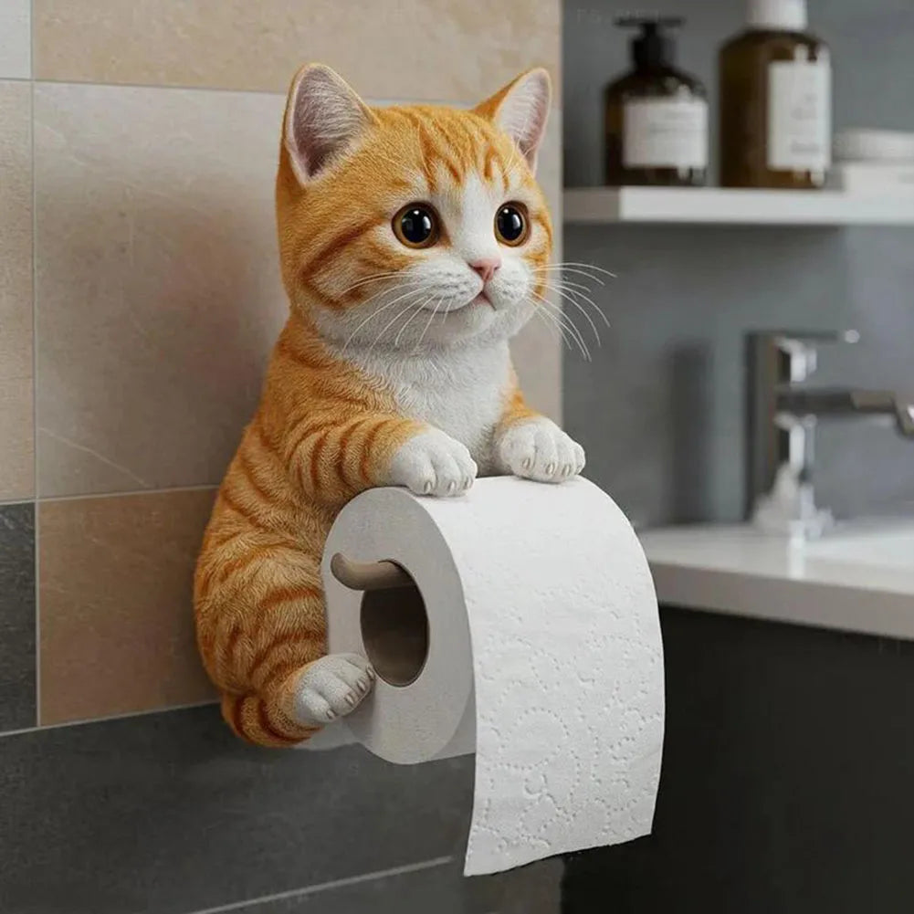 Cat Paper Holder Wall Mount Toilet Paper Holder Bathroom