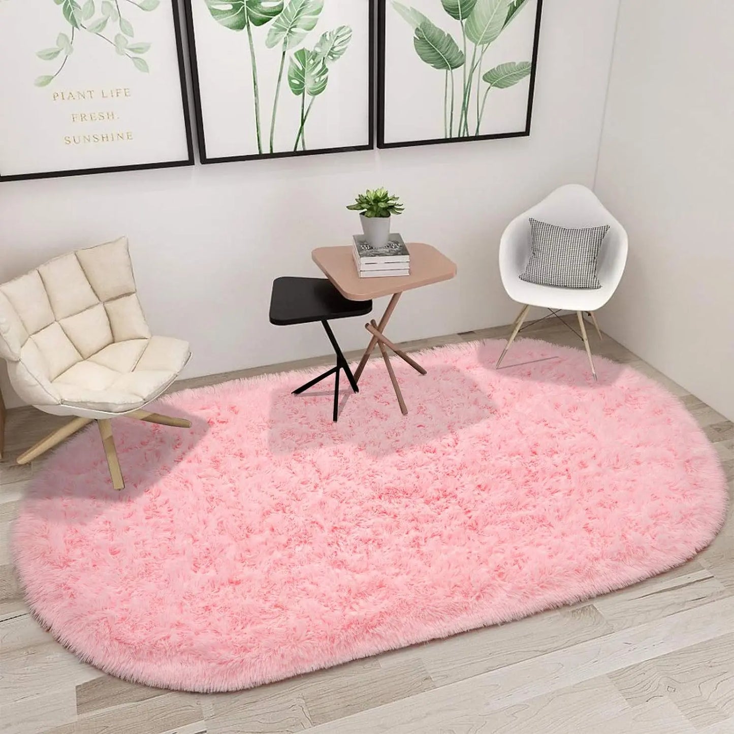 EZHomeEssentials Oval Fluffy Area Rug Plush Shaggy Carpet