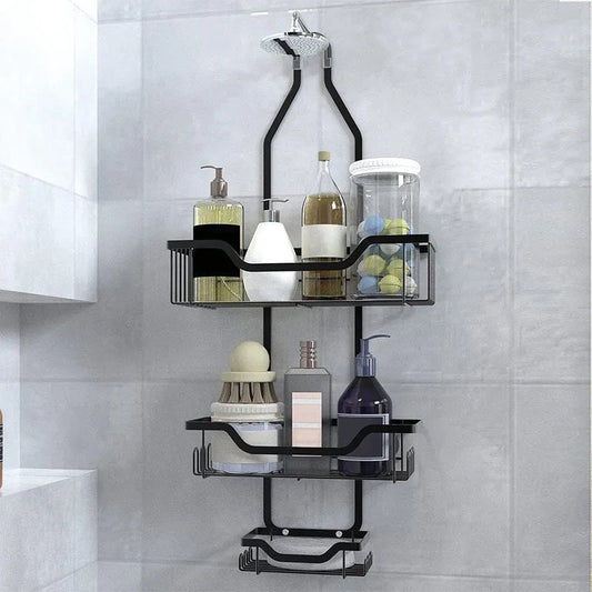 Wall Mounted Bathroom Shelf Third Floor Hanging Shower Head Storage Rack Made of Iron Shampoo Bottle Shower Storage Rack