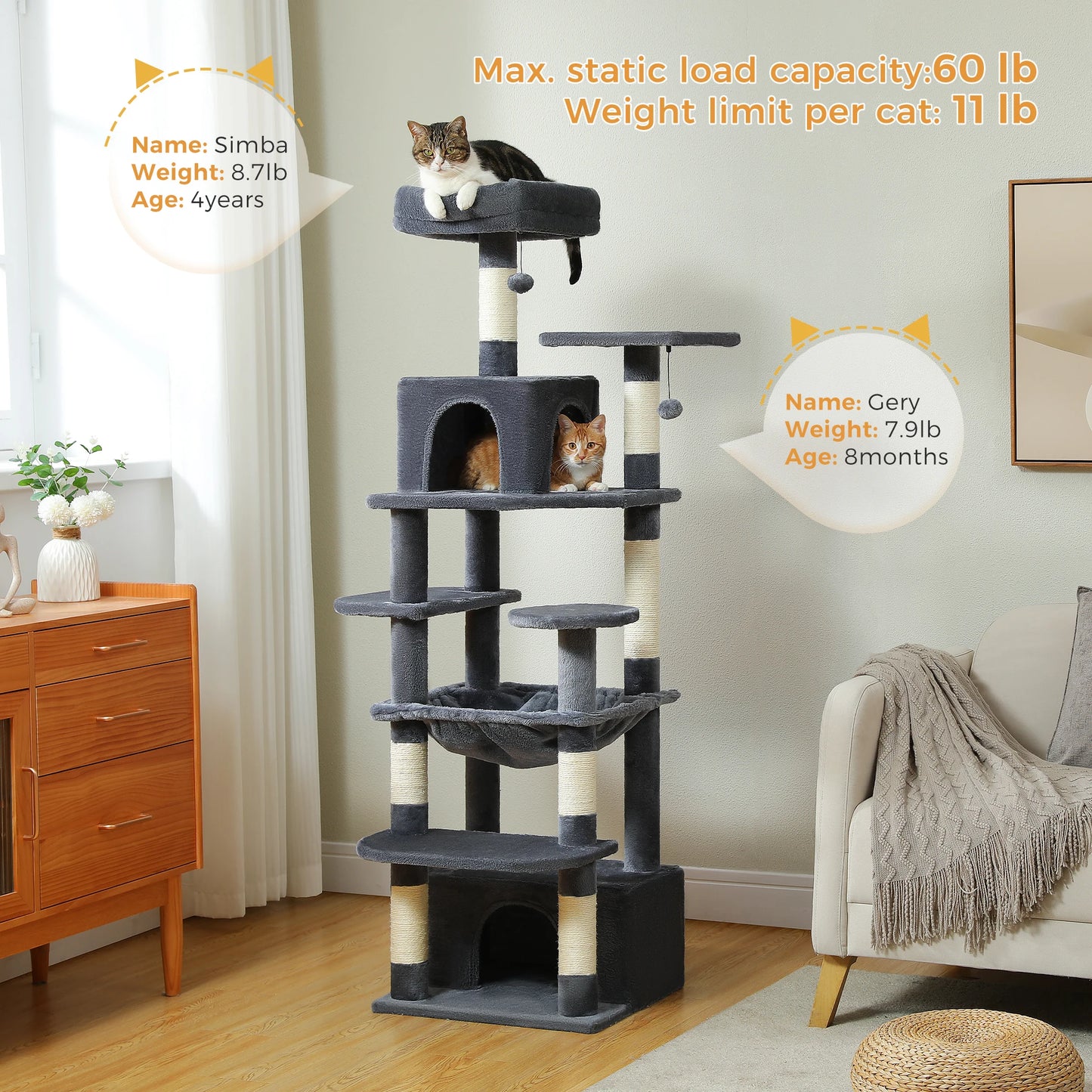 PAWZ Road Large Cat Tree And Tower For Indoor Cats