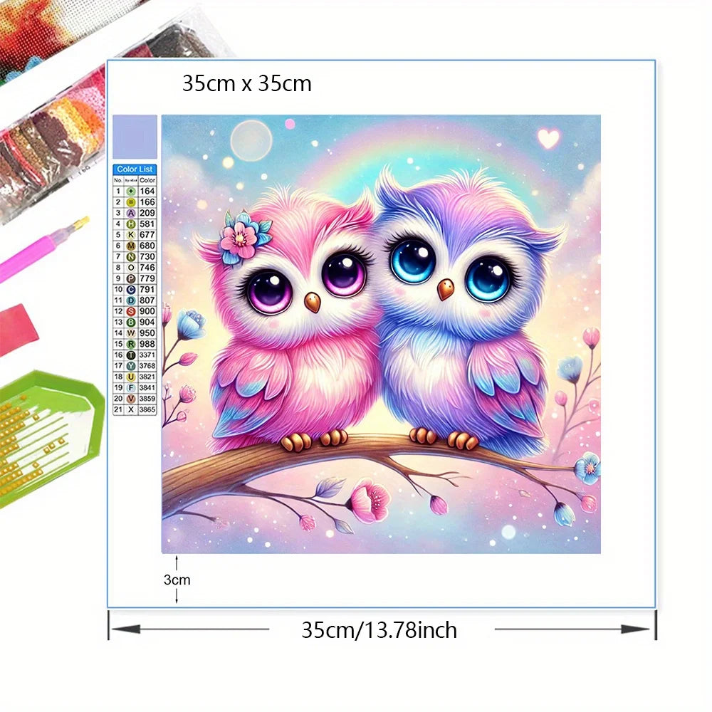 5D Diamond Painting Owl Kit PremiumQualityArtisans Round Mosaic Embroidery Deluxe