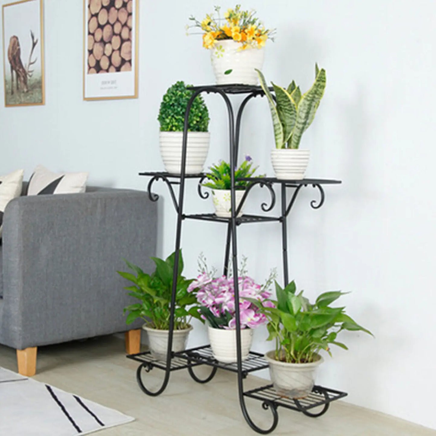 7 Tier Iron Plant Stand Indoor Load Capacity 92lbs