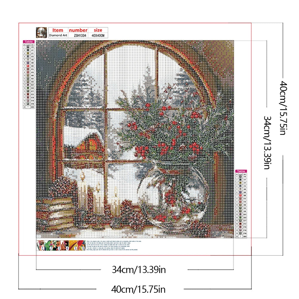 Canvas 5D Diamond Painting Xmas Snow View Kit Home Decor