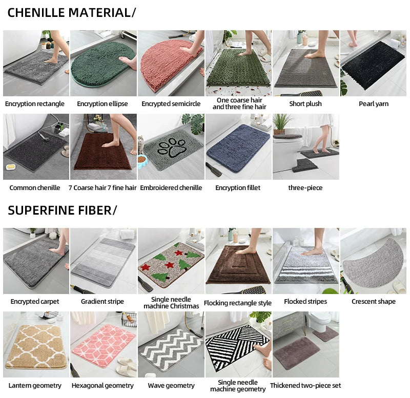 Soft Microfiber Non Slip Stone Bathroom Floor Mat Set