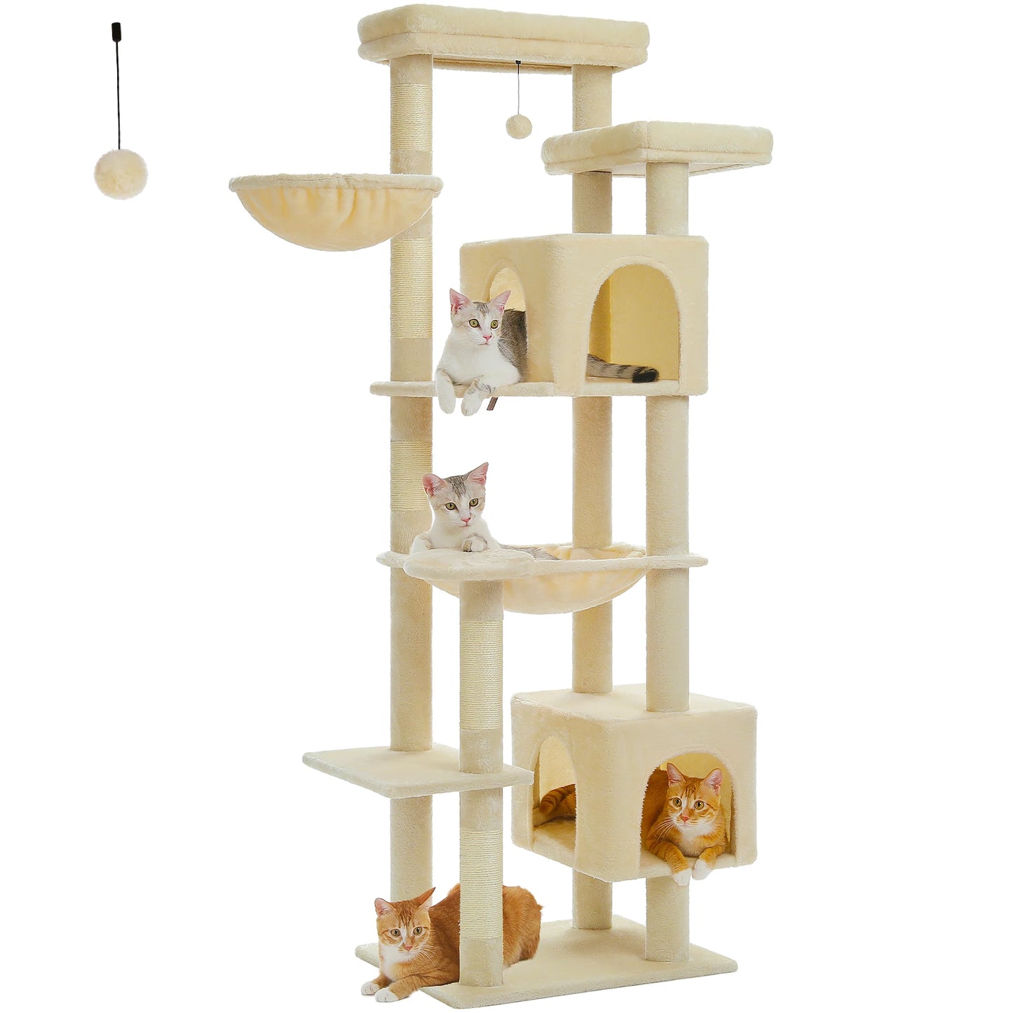 PAWZ Road Five Level Cat Tree Tower With Plush Condo Scratching Posts Boards