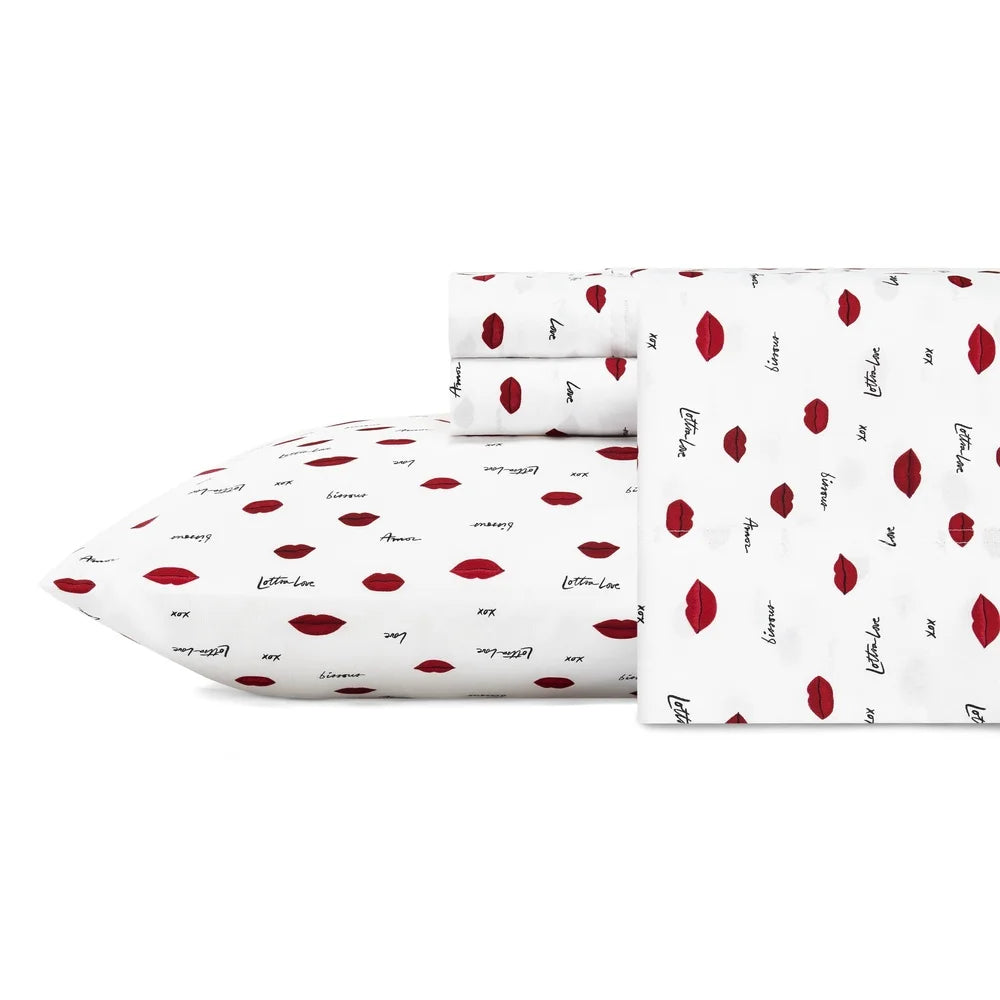 Love Lips Microfiber Sheet Set Deep Pocket 4 Piece