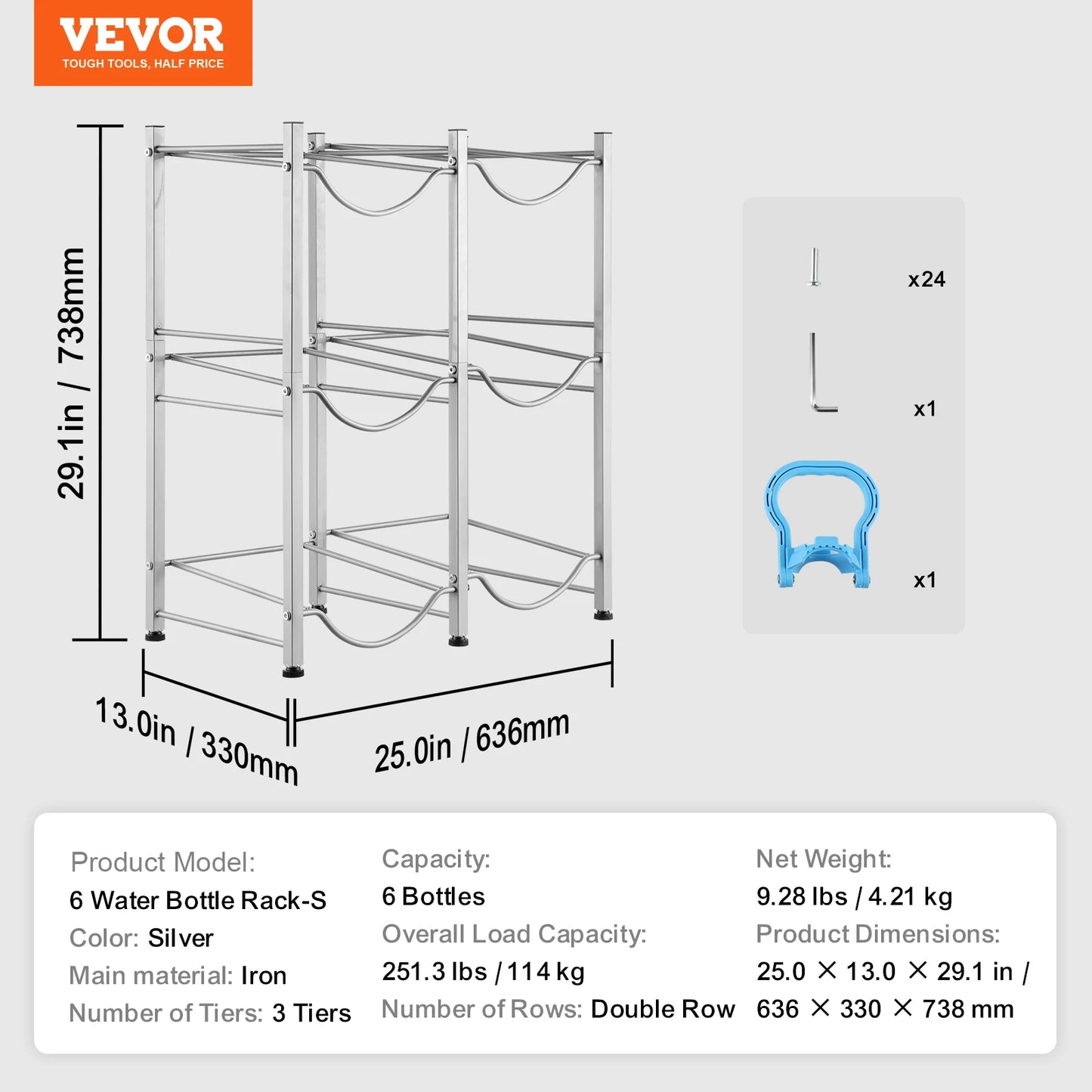 EZHomeEssentials 5 Tier Water Jug Holder Rack For Kitchen