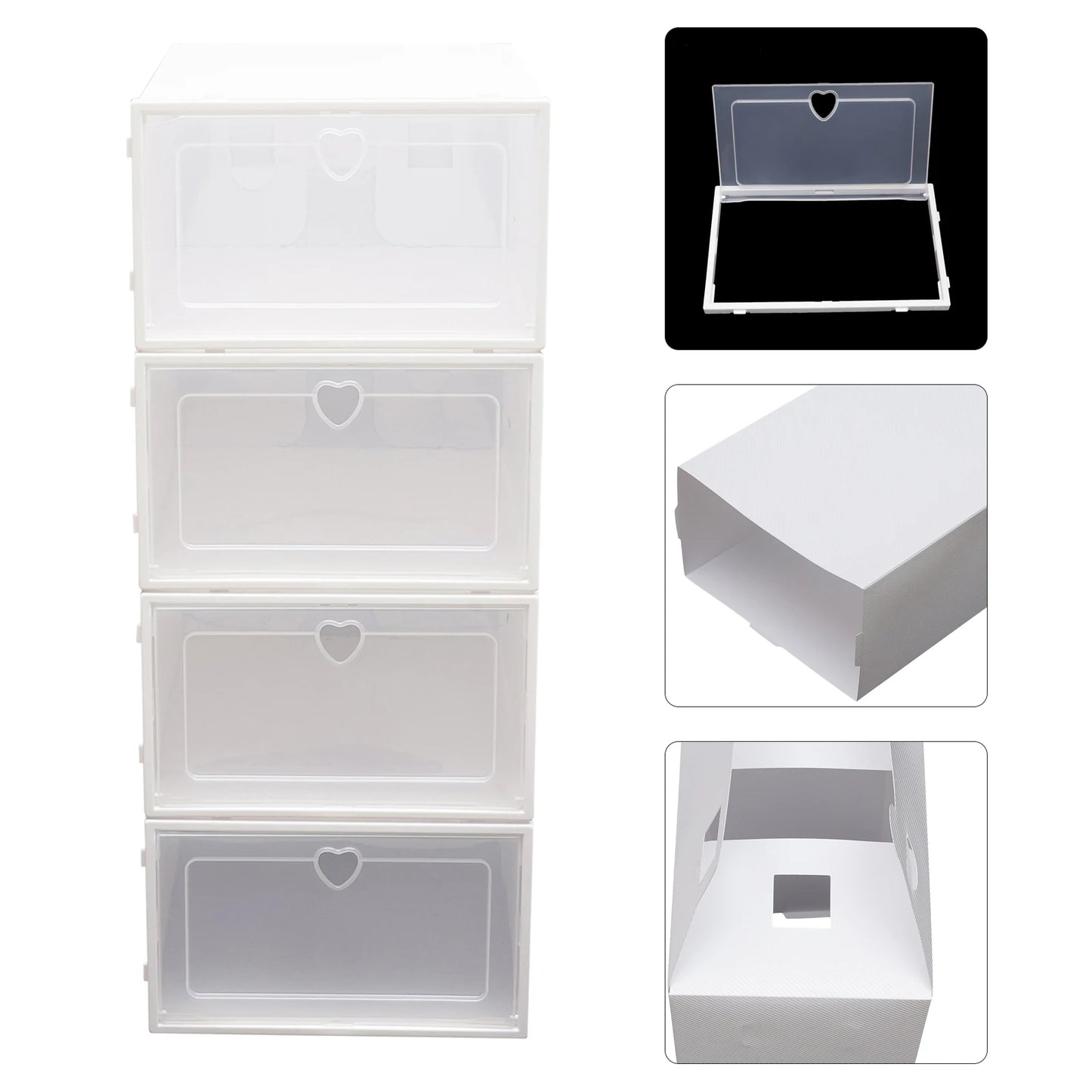 EZHomeEssentials Transparent Shoe Box Stackable Organizers