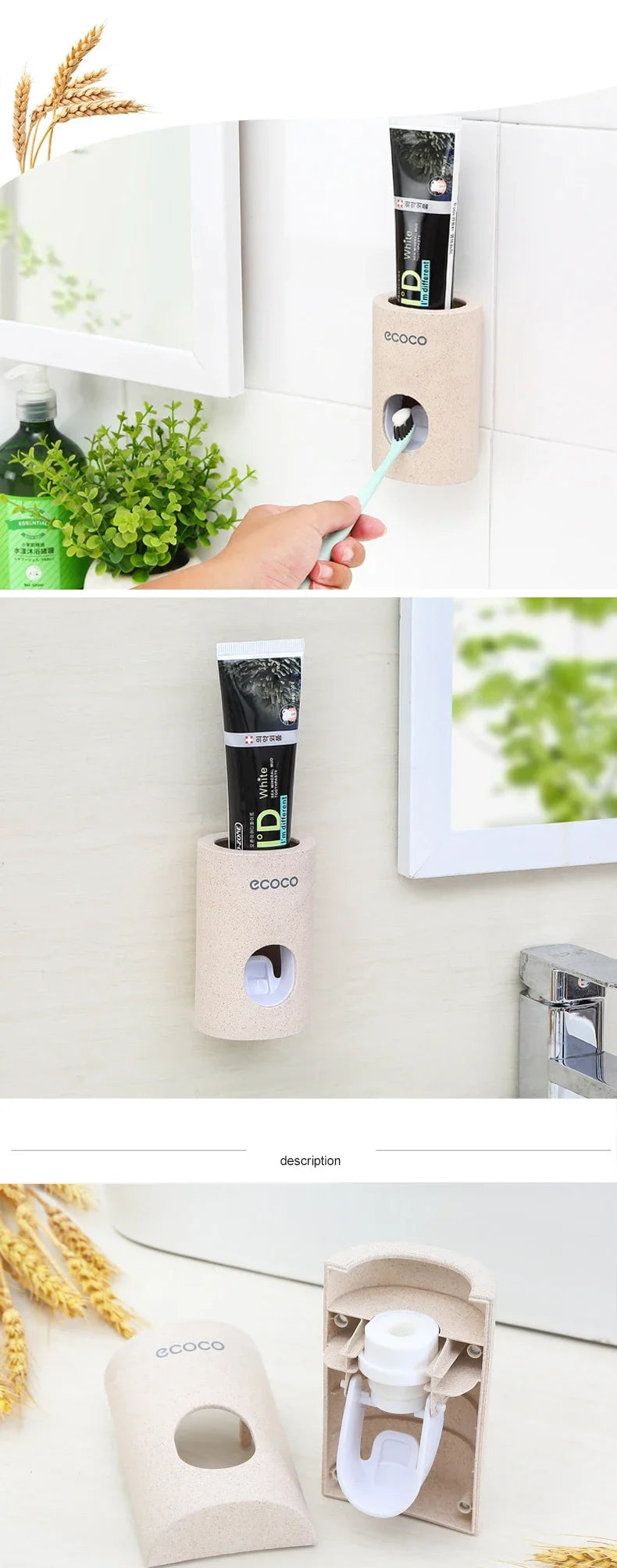 Automatic Toothpaste Dispenser Toothbrush Holder Wall Mount Squeezer