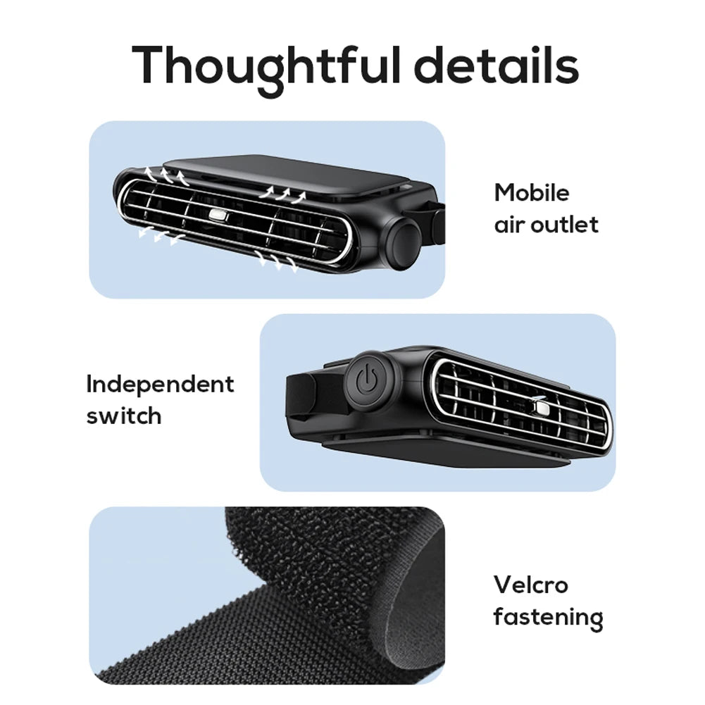 EZHomeEssentials Car Headrest Cooling Fan 3 Speeds 5V 2A
