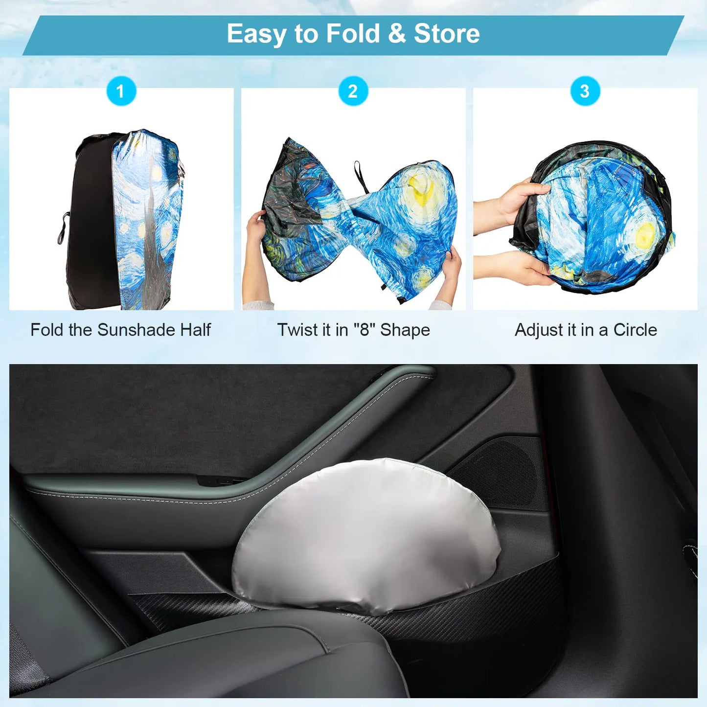 EZHomeEssentials Starry Sky Car Sun Shade For Tesla Models