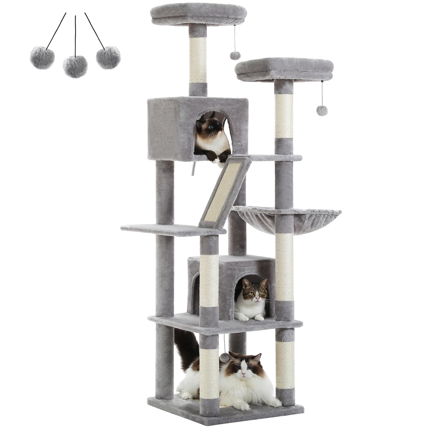 PAWZ Road Five Level Cat Tree Tower With Plush Condo Scratching Posts Boards