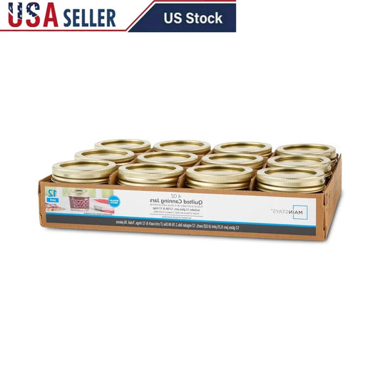 EZHomeEssentials Quilted Glass Canning Jars Airtight Lids