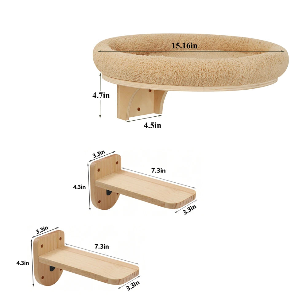 PETRAVELCN Cat Wall Mounted Climbing Ladder With Post