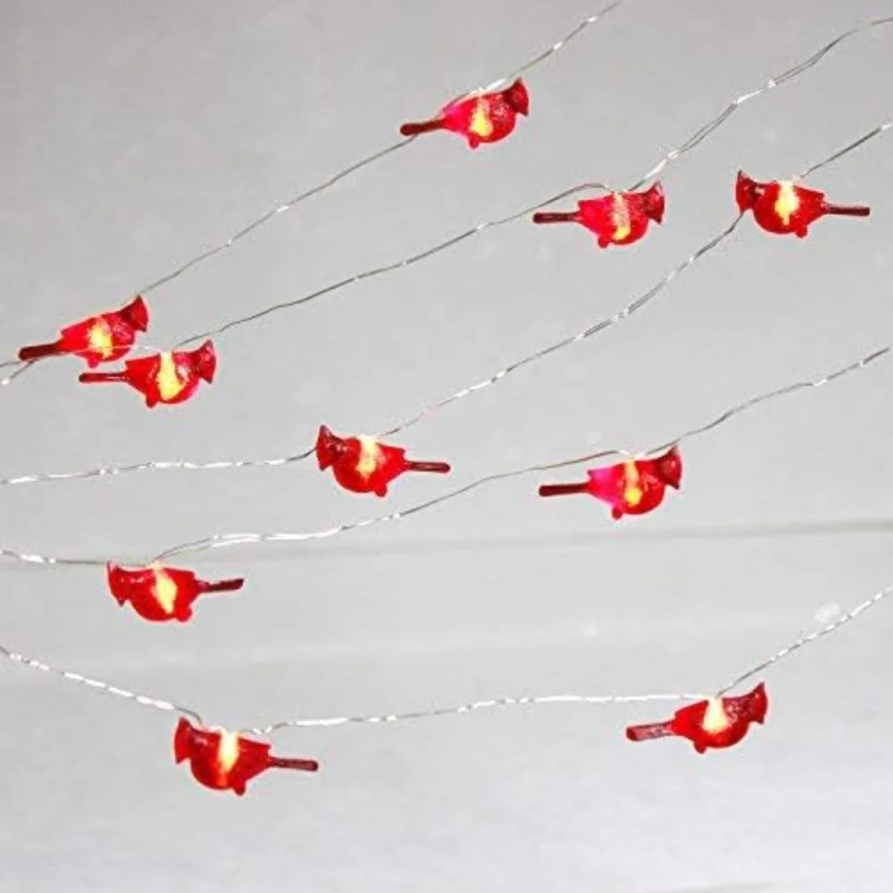 Electronic Cardinal String Lights 3D Bird Battery Operated