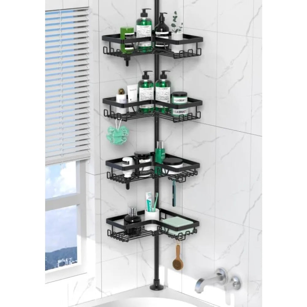 Corner Shower Caddy Tension Pole 4 Tier Stainless Steel