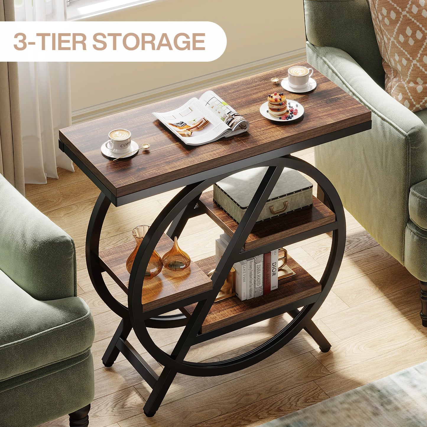 Tribesigns End Table for Living Room 3-Tier with Storage