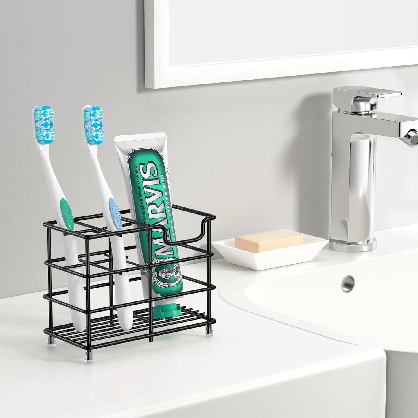 Stainless Steel 4 Slot Toothbrush Holder Bathroom Organizer