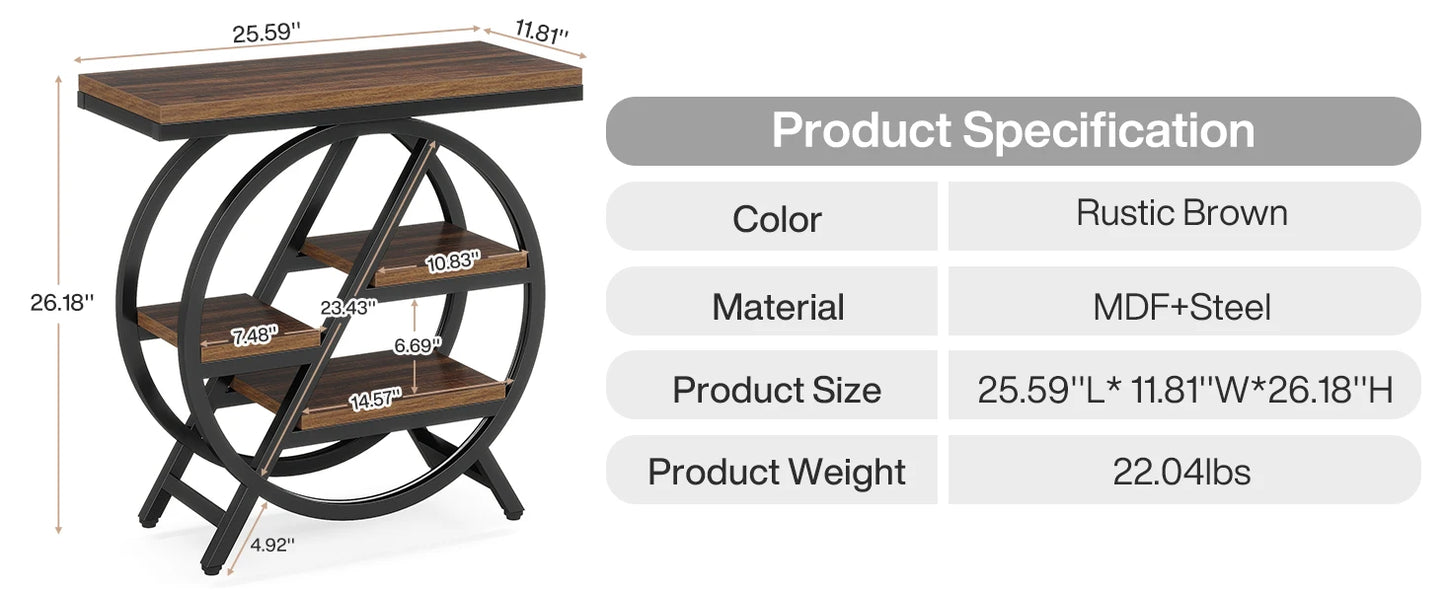 Tribesigns End Table for Living Room 3-Tier with Storage