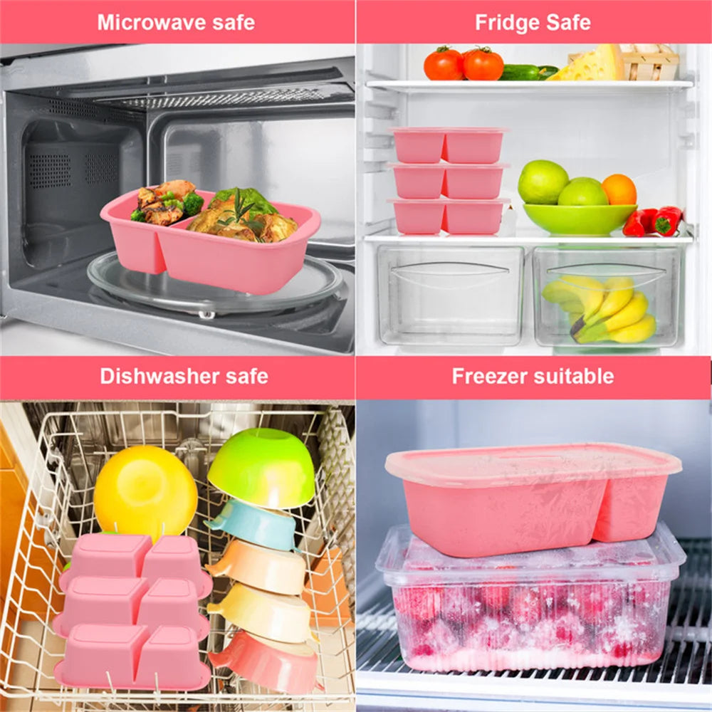 Feature 20Pcs Two Grid Stackable Disposable Lunch Box Microwave Safe
