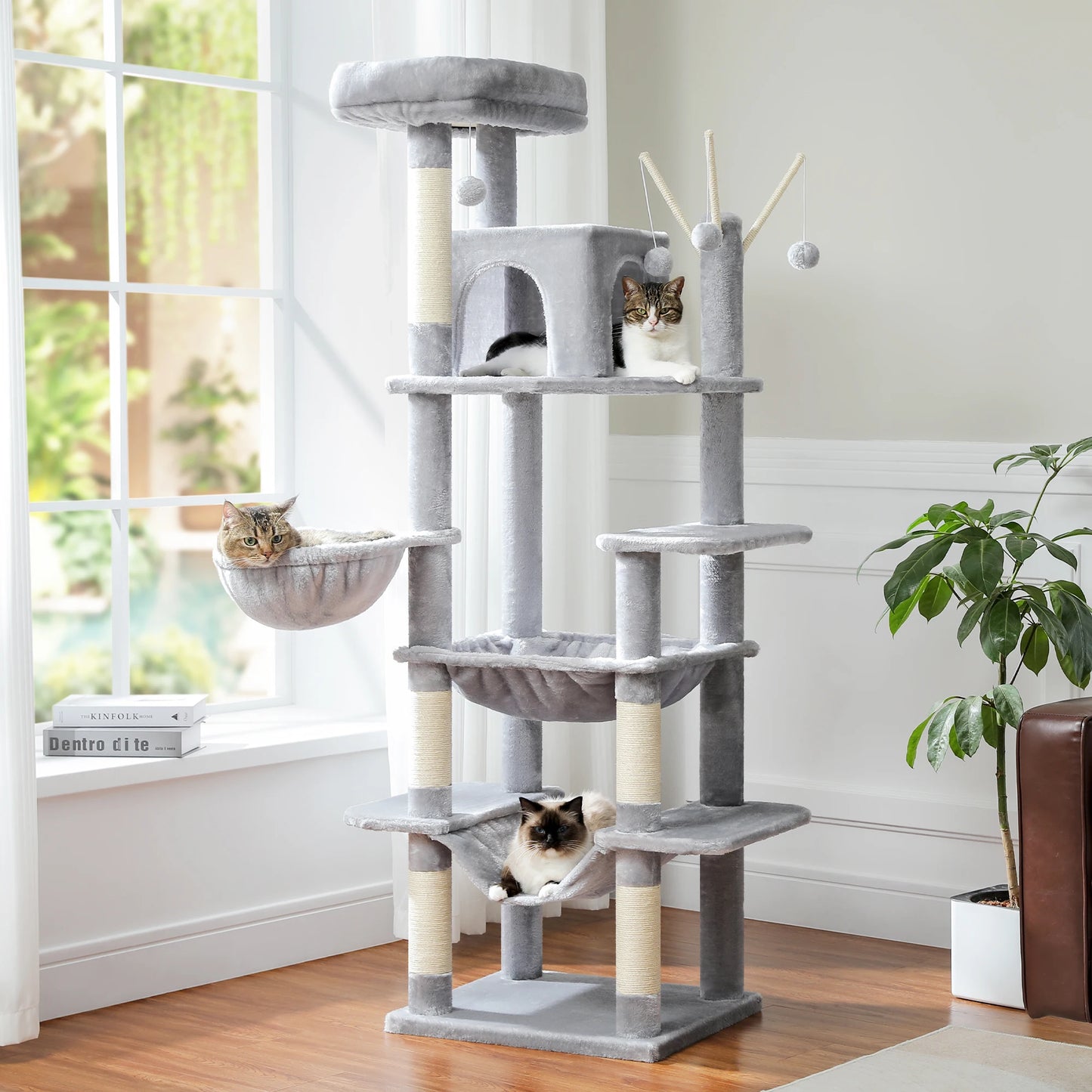 PAWZ Road Five Level Cat Tree Tower With Plush Condo Scratching Posts Boards