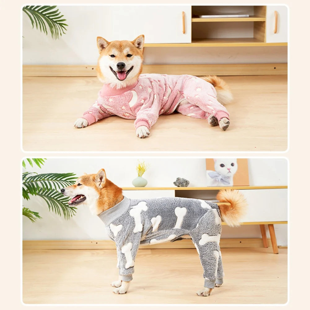 Fleece Dog Jumpsuit Winter Pajamas For Dogs