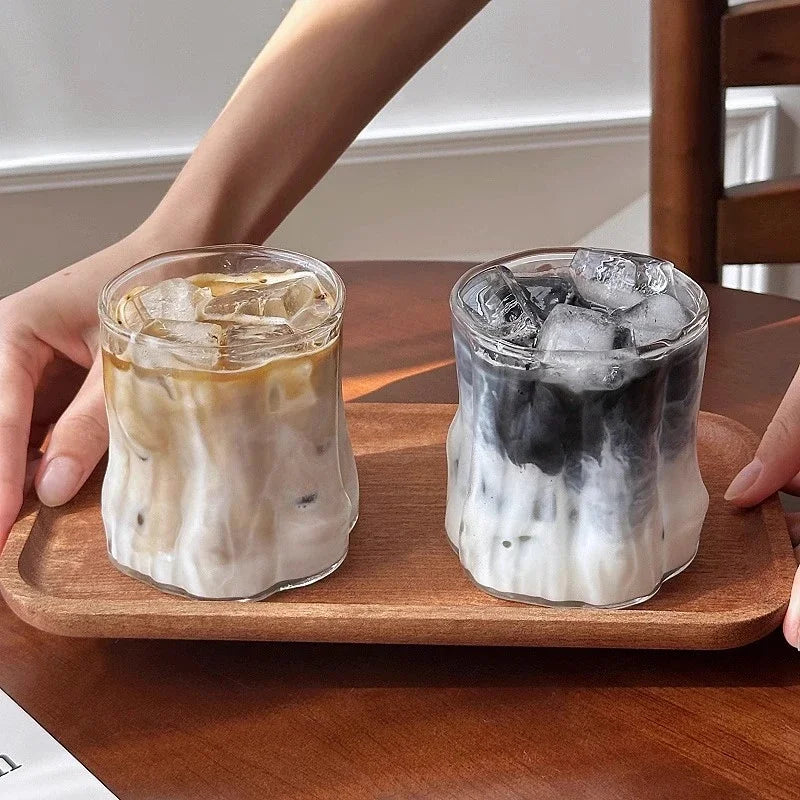 EZHomeEssentials Crystal Glass Aesthetic Cold Coffee Cups