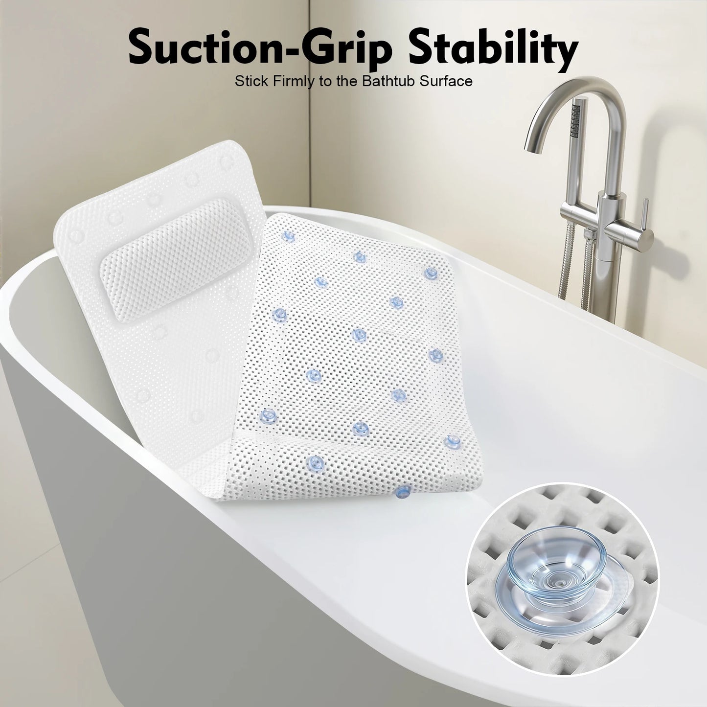 Bathtub Mat With Pillow Foam PVC Bath Cushion For Spa