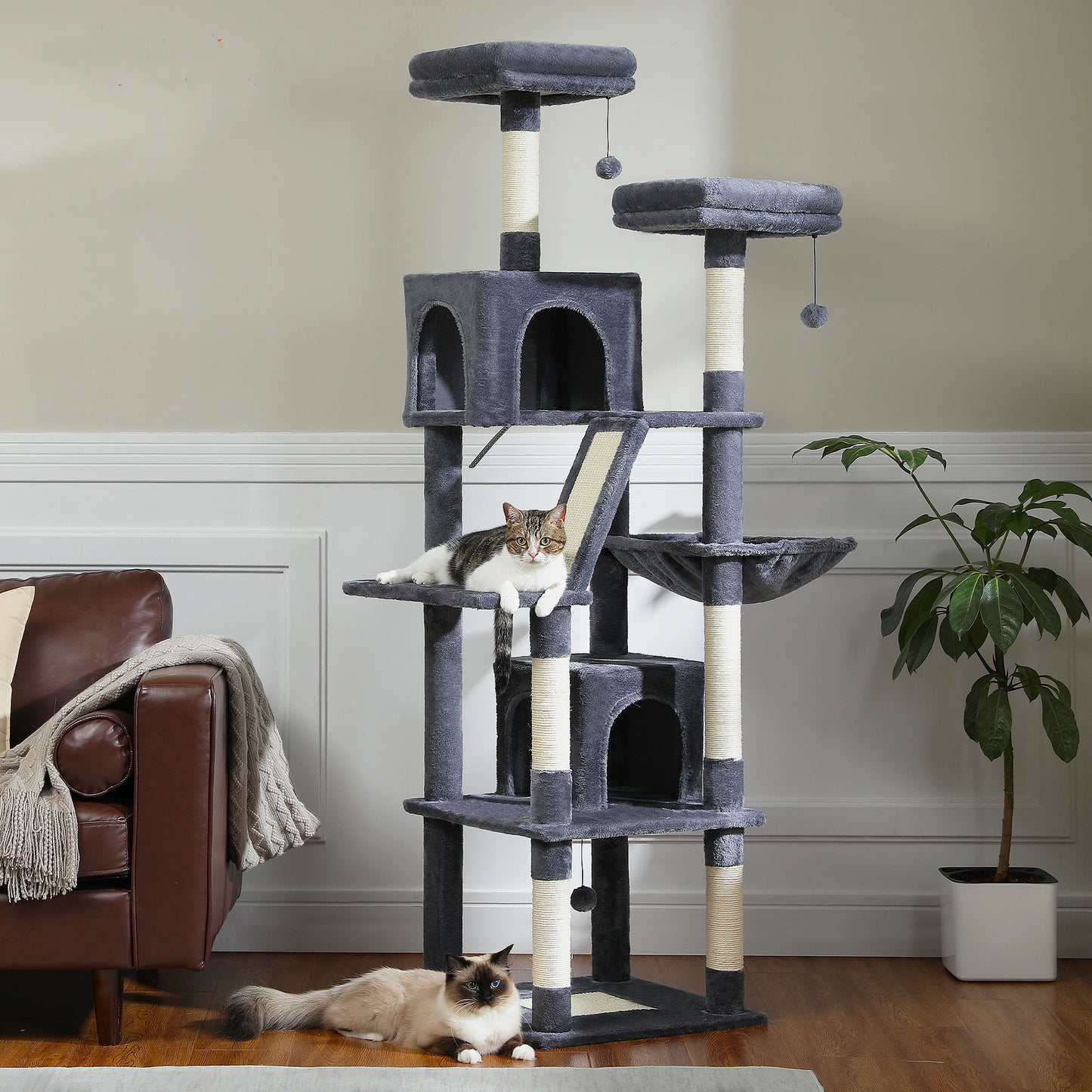 PAWZ Road Five Level Cat Tree Tower With Plush Condo Scratching Posts Boards