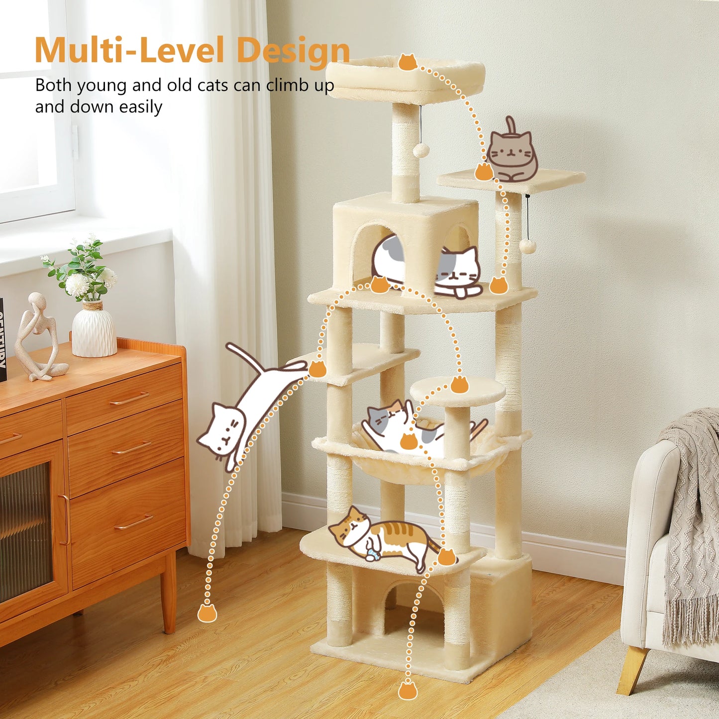 PAWZ Road Large Cat Tree And Tower For Indoor Cats