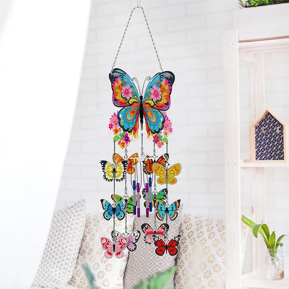 Form Diamond Painting Flower Butterflies Wind Chimes