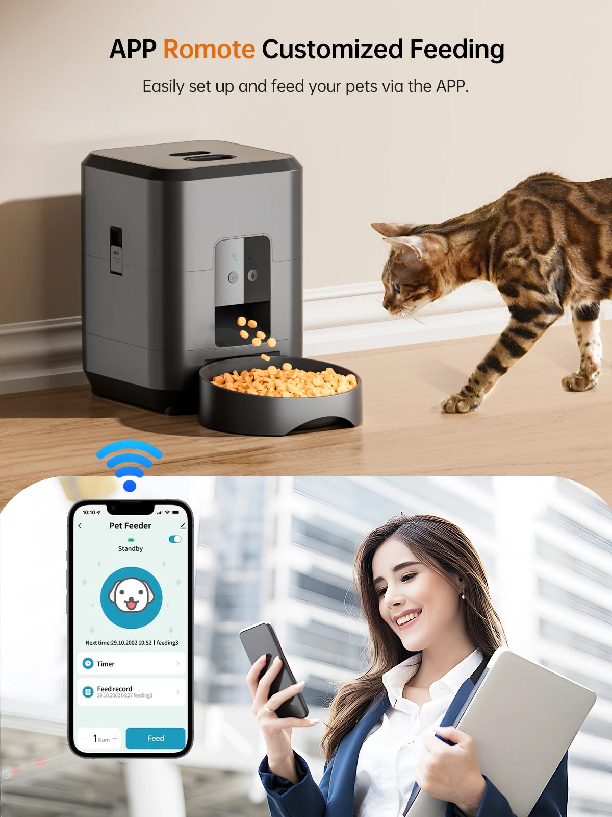 Hign-concerned Cat Feeder With App Control Timed Dispenser