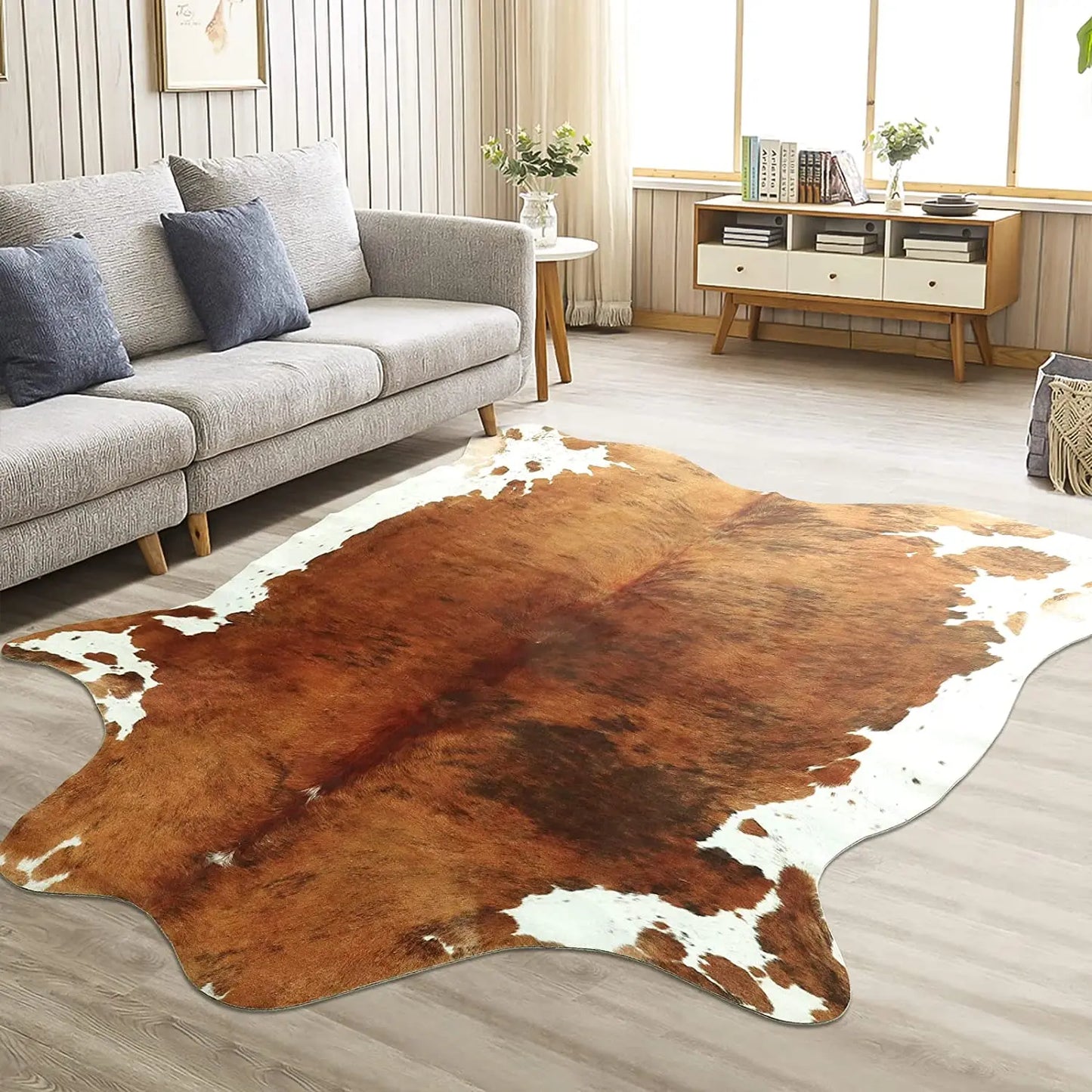 EZHomeEssentials American Style Faux Fur Cowhide Rug Decor