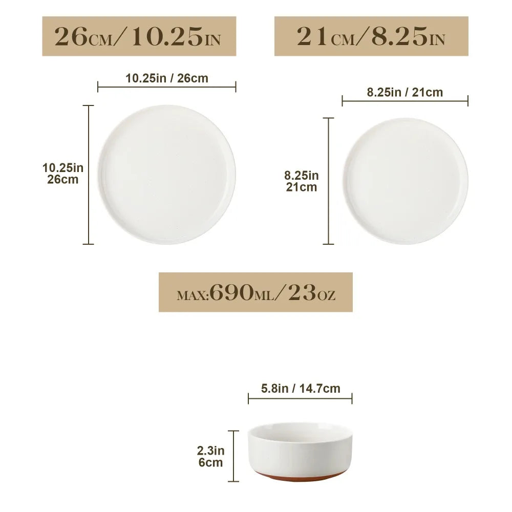 EZHomeEssentials Malacasa Tara Stoneware Dinner Set