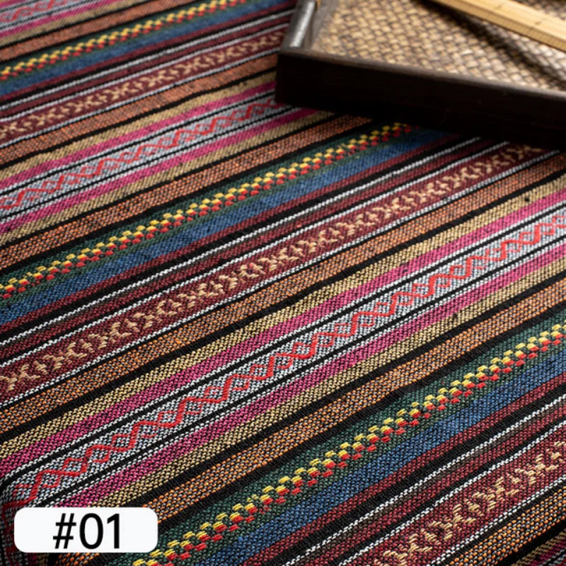 EZHomeEssentials Ethnic Style Cotton Linen Patchwork Fabric