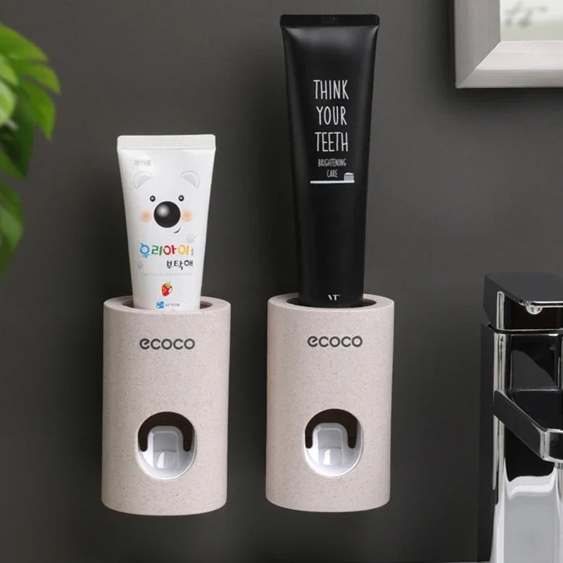 Automatic Toothpaste Dispenser Toothbrush Holder Wall Mount Squeezer