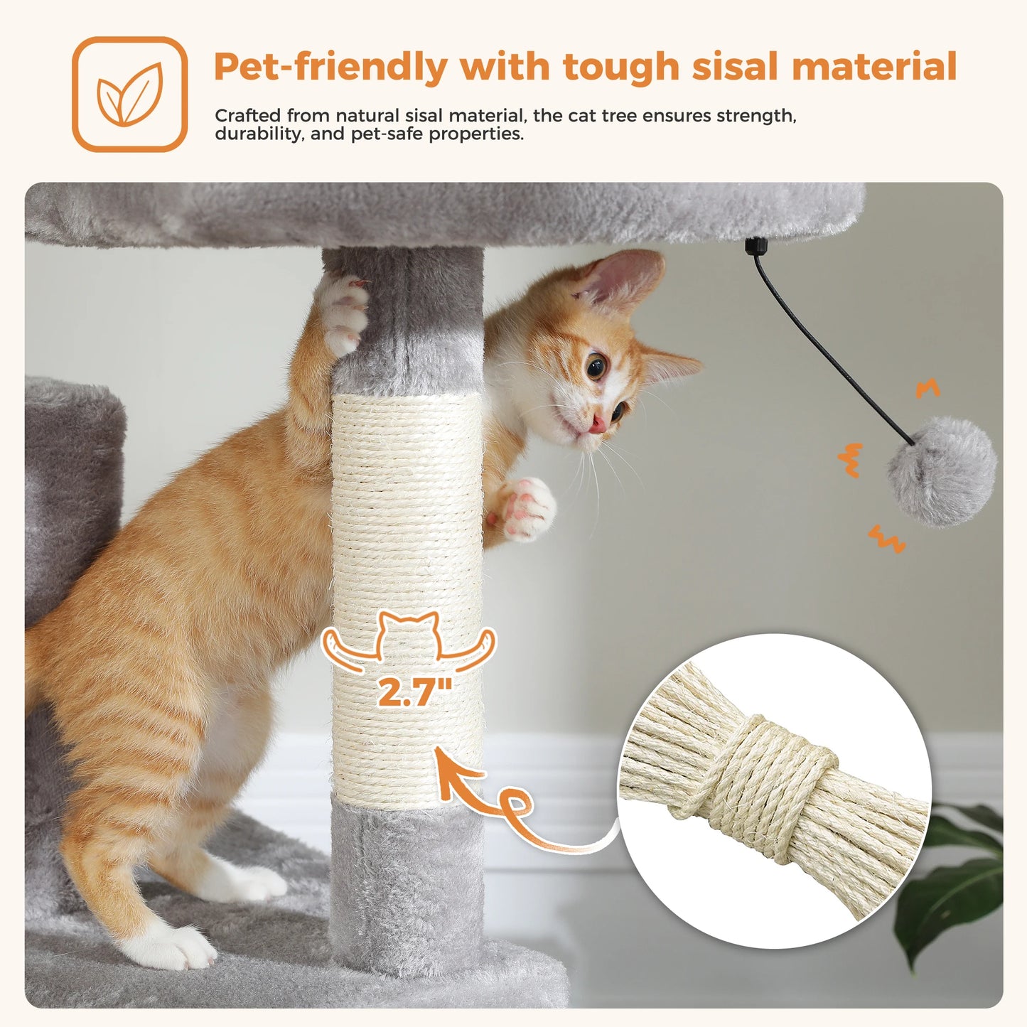PAWZ Road Five Level Cat Tree Tower With Plush Condo Scratching Posts Boards