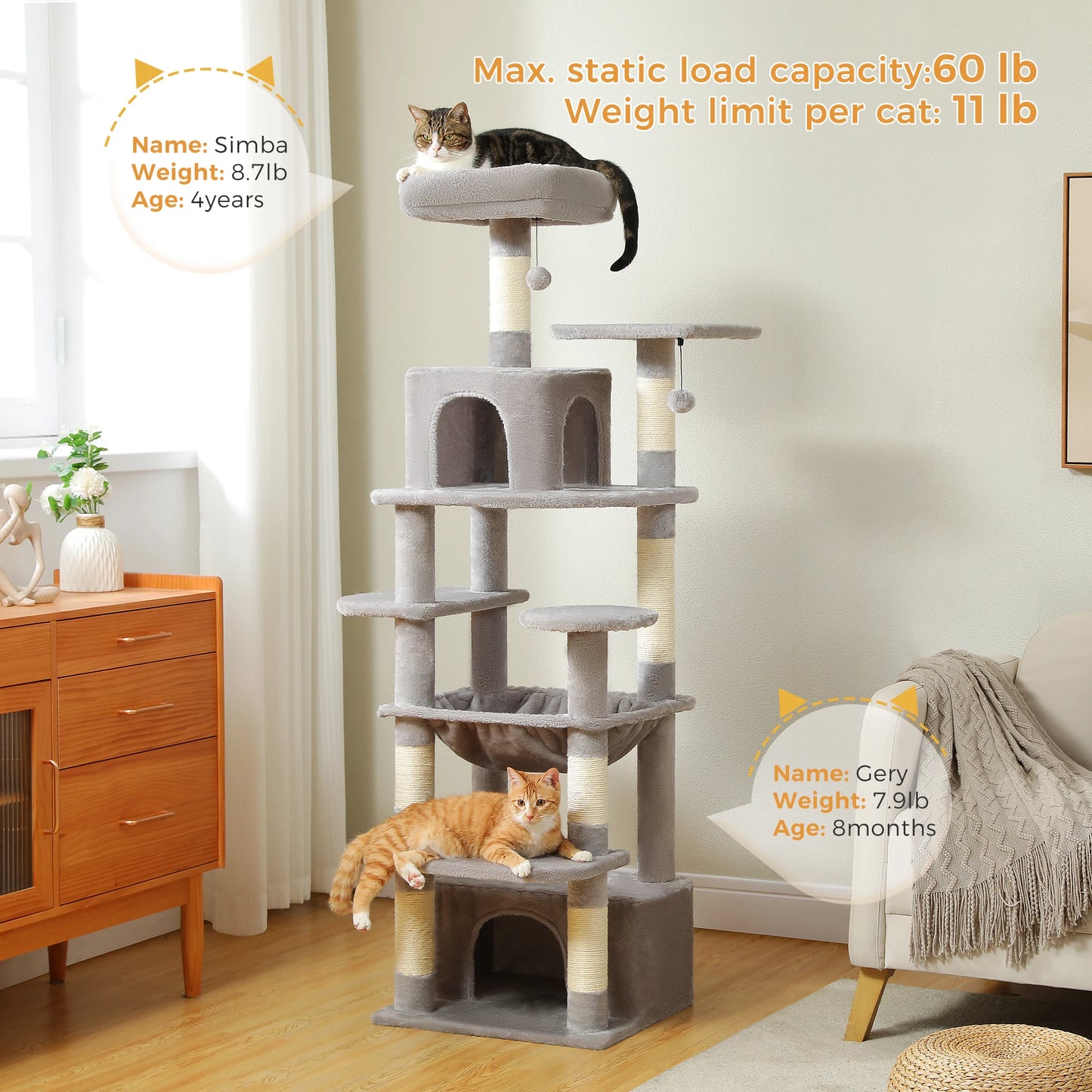 PAWZ Road Large Cat Tree And Tower For Indoor Cats
