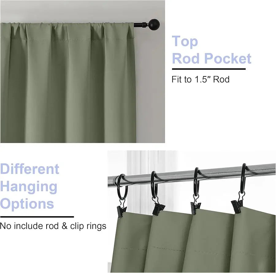 Blackout Curtains For Bedroom 2 Panels Rod Pocket