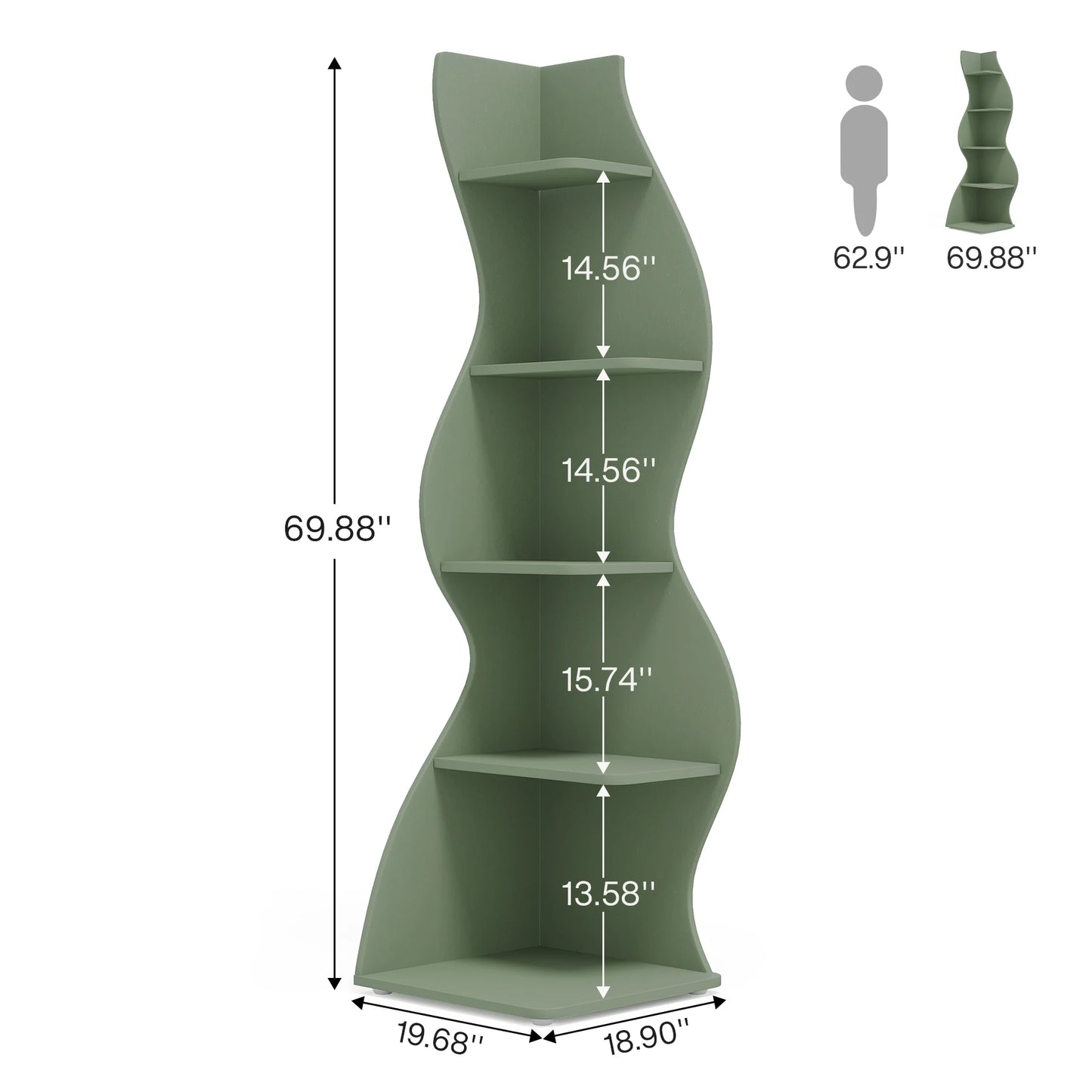 5-Tier Corner Shelf Wall Bookshelf Plant Stand