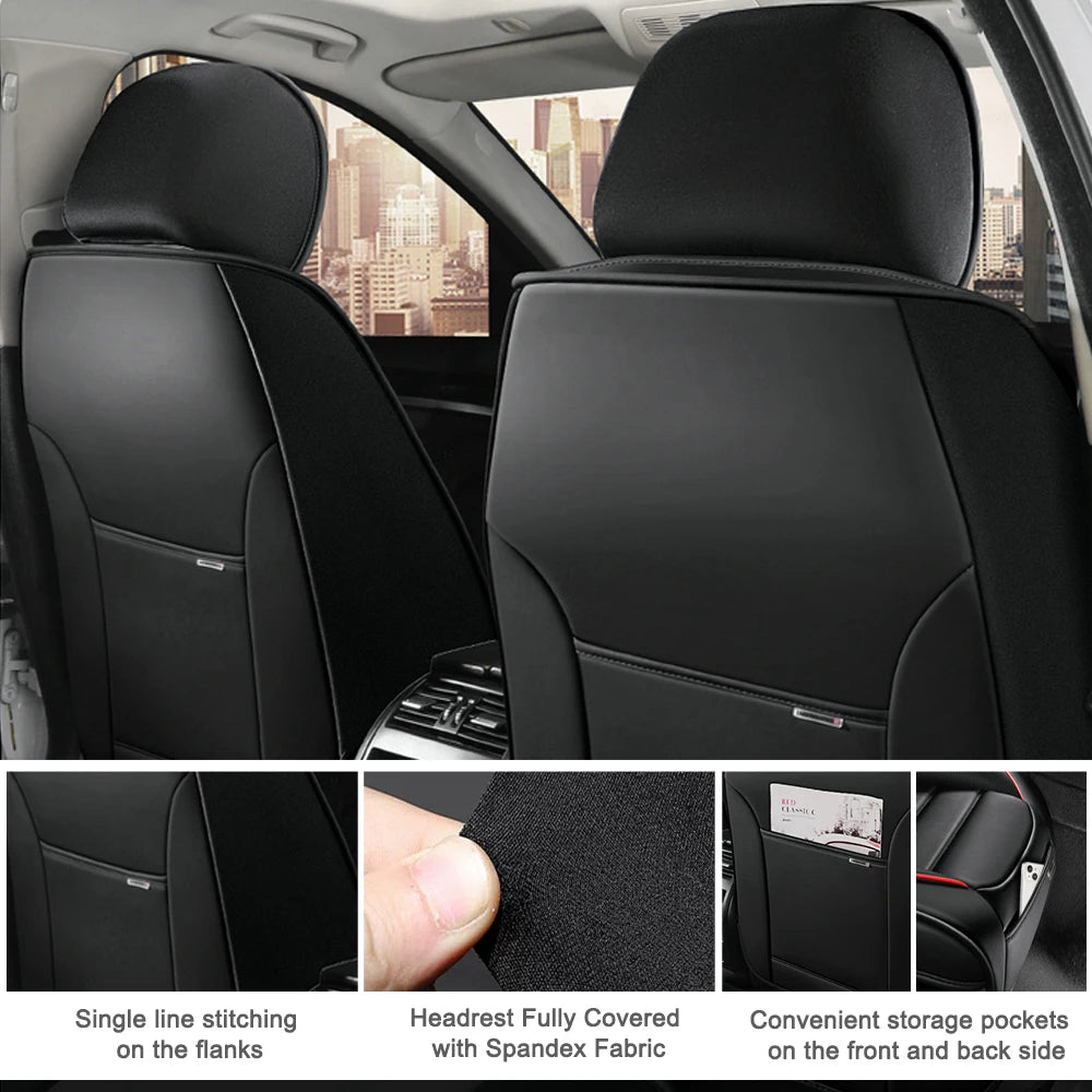Waterproof leather car seat covers, universal fit for 99% of sedans/SUVs/trucks, front 2-seat set