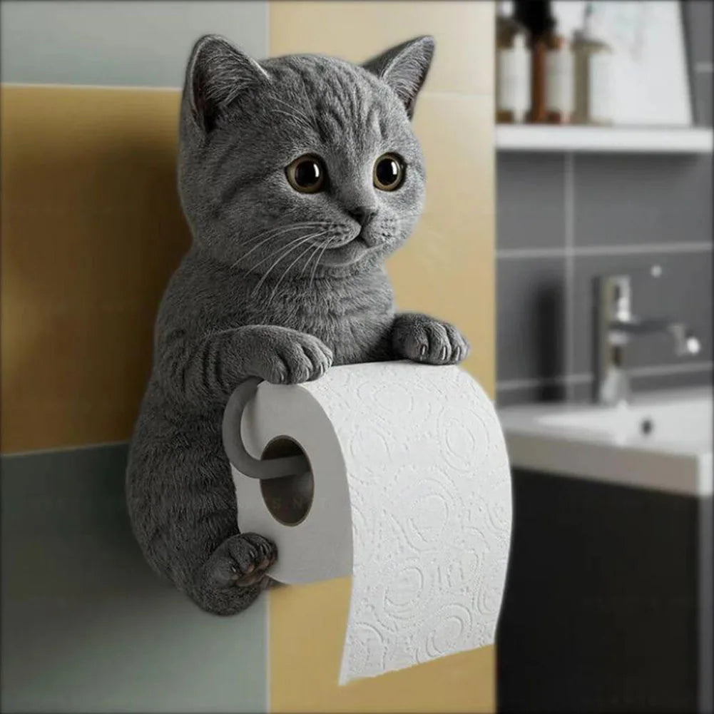 Cat Paper Holder Wall Mount Toilet Paper Holder Bathroom