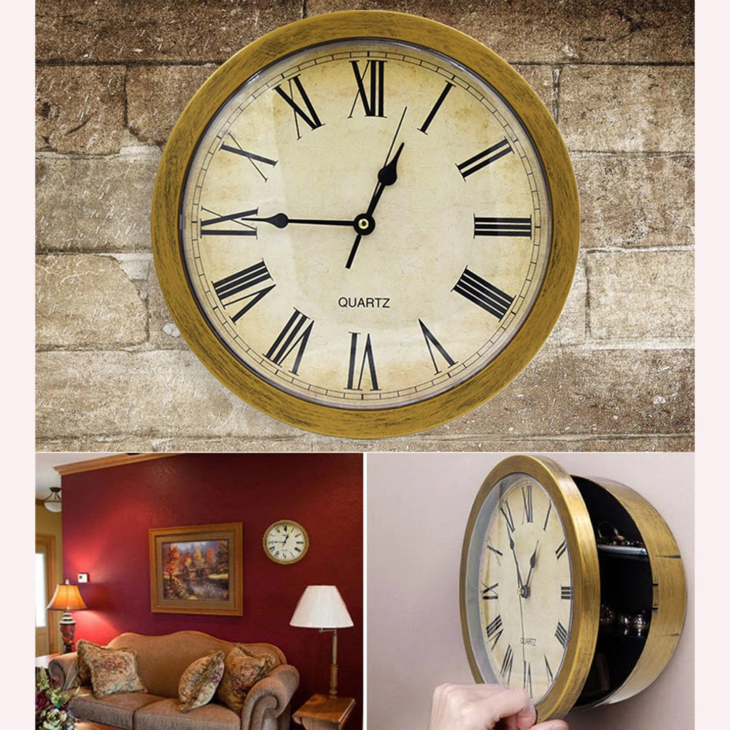 Hign-concerned Hidden Money Wall Clock Secret Compartment