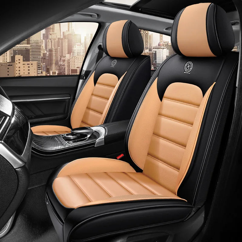 Waterproof leather car seat covers, universal fit for 99% of sedans/SUVs/trucks, front 2-seat set