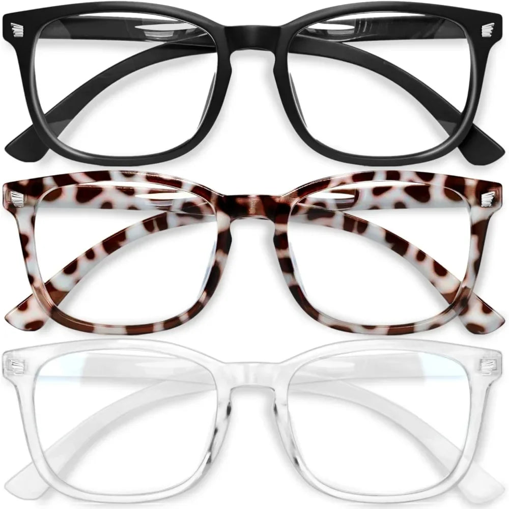 Stylish Blue Light Glasses for Woman - Computer Glasses 99% Blue Light Blocking - Lightweight TR90 Frames - 3 pack