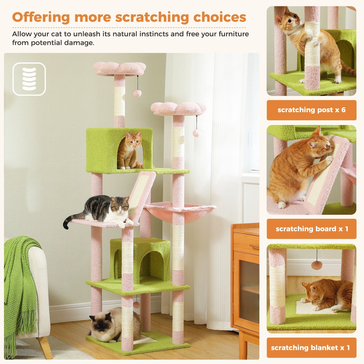 PAWZ Road Five Level Cat Tree Tower With Plush Condo Scratching Posts Boards