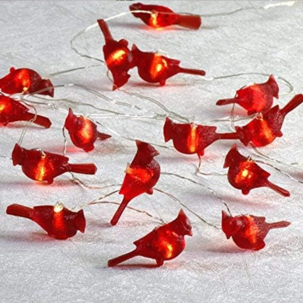 Electronic Cardinal String Lights 3D Bird Battery Operated