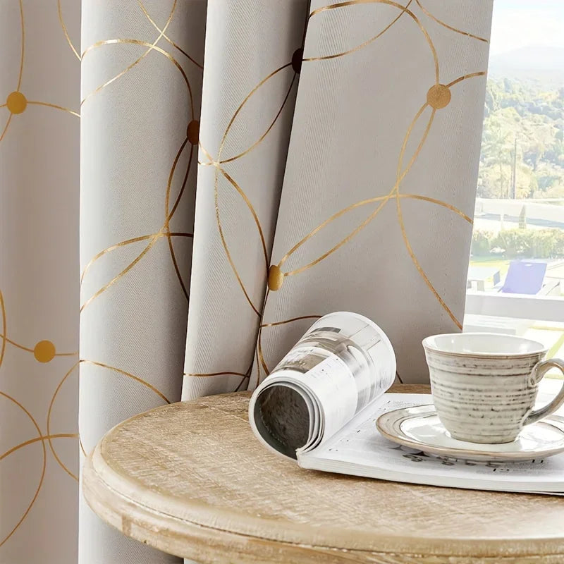 Golden Wave Circle Blackout Drapes with Grommets