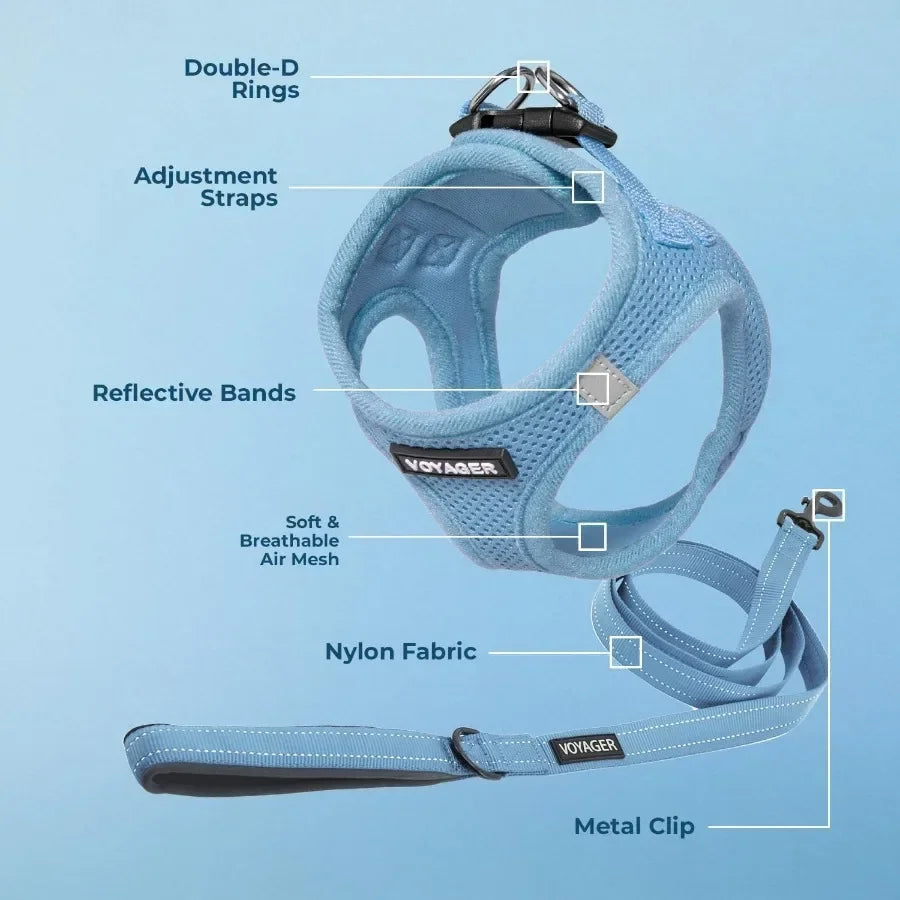 Closure Step In Air Mesh Dog Harness And Leash Reflective